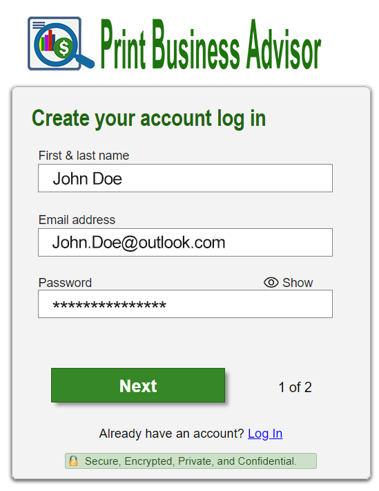 Print Business Advisor account